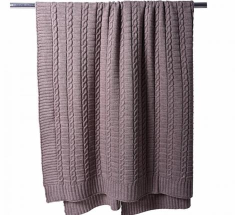 Плед вязаный "КОСЫ" 180x200, капучино