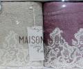 Комплект полотенец с кружевом 50x100*2. Maison D'or &quot;JASMIN&quot;, фиолетовый/бежевый