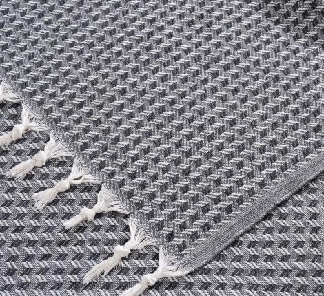 Покрывало вафельное с бахромой "METEOR" DEVONE (антрацит), 200х230
