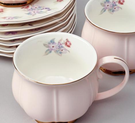 Чайный набор "ВРЕМЕНА ГОДА" 42-566 на 6 персон, 12 предметов (250 мл), розовый