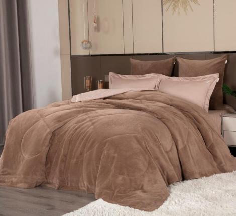 Постельное белье с одеялом "Kazanov.A." Lindor Fluffy (карамель) Велюр/Egypt Cotton, Евро