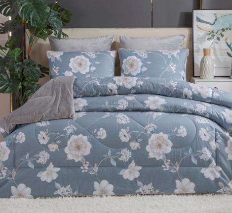 Постельное белье с одеялом "Kazanov.A." Петуния (деним платина) Велюр/Egypt Cotton, Евро