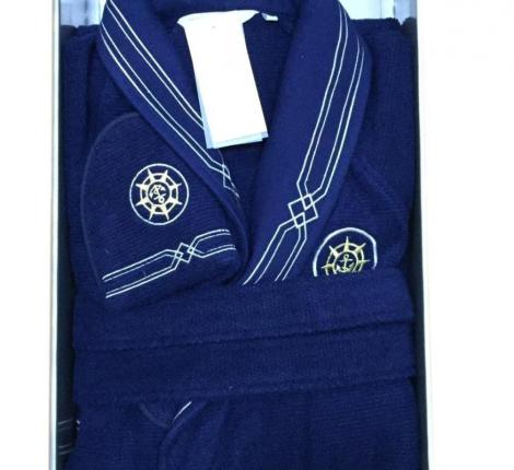 Халат мужской махровый Maison D'or "ELEGANZE MARINE" синий, 3XL(54)/4XL(56)