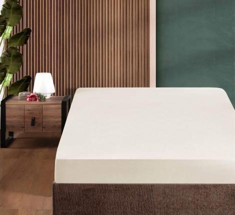 Простынь сатин "DO&CO" на резинке 180х200+30 см SOFT, кремовый