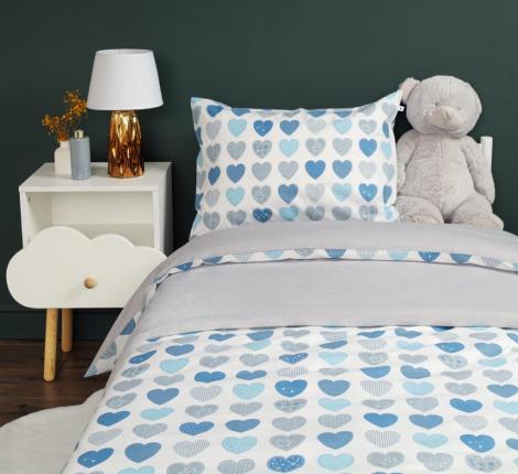 Постельное белье "Siberia" Сердечки (синий) Ранфорс, 1,5 спальный