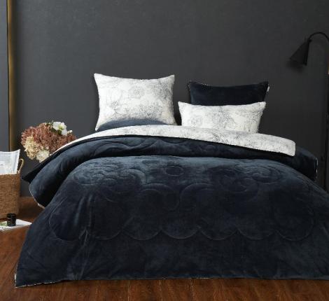 Постельное белье с одеялом "Kazanov.A." Мэгги (индиго жемчуг) Велюр/Egypt Cotton, Евро