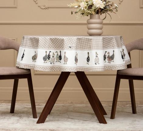 Скатерть круглая с пропиткой "FAMILY FARM" клетка, 150 см