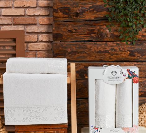 Комплект махровых полотенец "TWO DOLPHINS" (50x90/70х140) 2 шт. KALUGA, кремовый