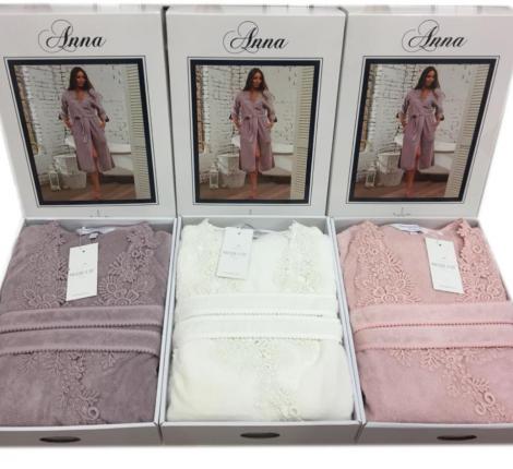 Халат женский махровый Maison D'or "ANNA" XS(42)-S(44), фиолетовый