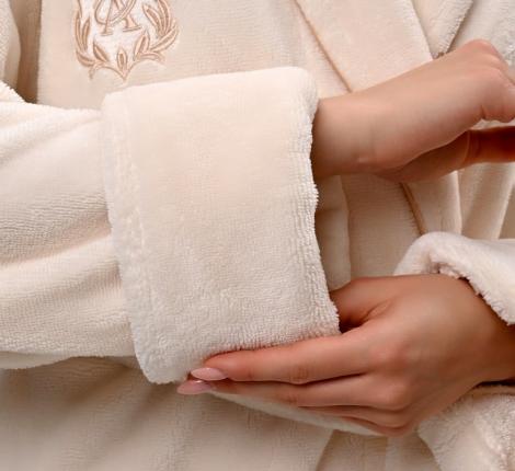 Халат женский трига шалька "AMBIELLA A-1295" кремовый, S/M