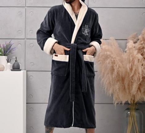 Халат мужской трига с капюшоном "AMBIELLA A-1125" антрацит, 2XL