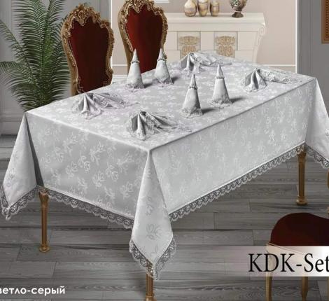 Скатерть EFOR KDK  SET 160х220+8 салфеток, серый