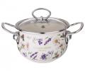 Кастрюля эмалированная со стеклянной крышкой "FLOWER STORY", 1,5 л