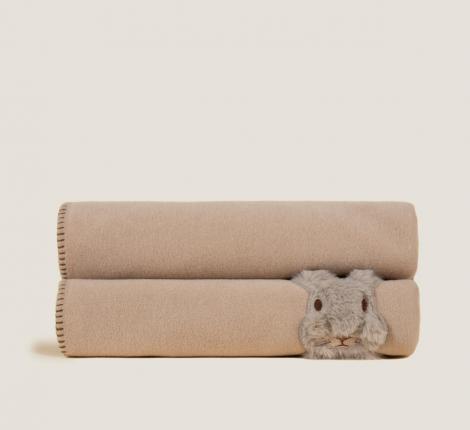 Плед Frati "SWEET RABBIT" BEIGE (бежевый) аппликация заяц, 130x160