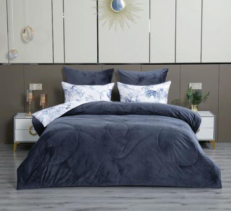 Постельное белье с одеялом "Kazanov.A." Королек (индиго жемчуг) Велюр/Egypt Cotton, Евро