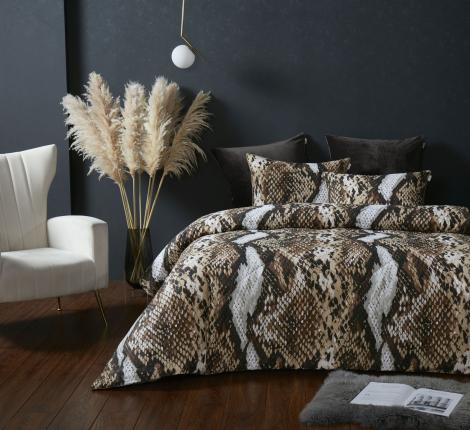 Постельное белье с одеялом "Kazanov.A." Питон (капучино бежевый) Велюр/Egypt Cotton, 1,5 спальный