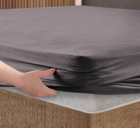 Простынь сатин "DO&CO" на резинке 180х200+30 см SOFT, лиловый