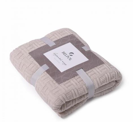 Плед вязаный "ШАХМАТЫ" 180x200, лён