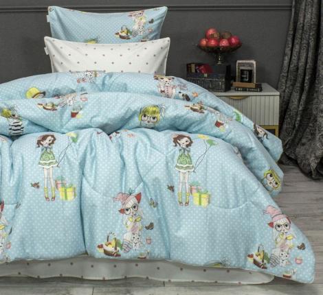 Постельное белье с одеялом "Kazanov.A." Рокси (лазурные жемчуг) Сатин, 1,5 спальный