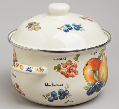 Набор эмалированных кастрюль с крышкой  "ФРУКТЫ", на 4 предмета