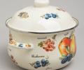 Набор эмалированных кастрюль с крышкой  "ФРУКТЫ", на 4 предмета