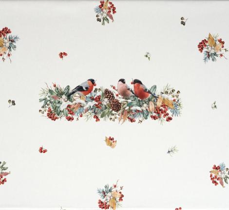 Скатерть с пропиткой SANTALINO "МОРОЗКО.СНЕГИРИ" 140х180 см, красный