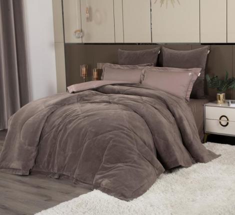 Постельное белье с одеялом "Kazanov.A." Lindor Fluffy (капучино трюфель) Велюр/Egypt Cotton, Евро