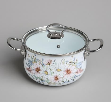 Набор эмалированных кастрюль с крышкой "ДВОРЦОВЫЙ ПАРК", на 6 предметов