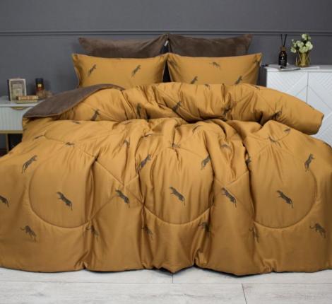 Постельное белье с одеялом "Kazanov.A." Ягуар (какао охра) Велюр/Egypt Cotton, Евро