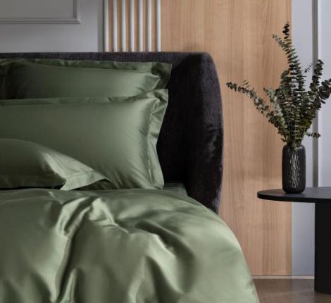 Постельное белье "PINE GREEN ALLURE GRASS" 4818050 Мако-Сатин, Евро простыня на резинке