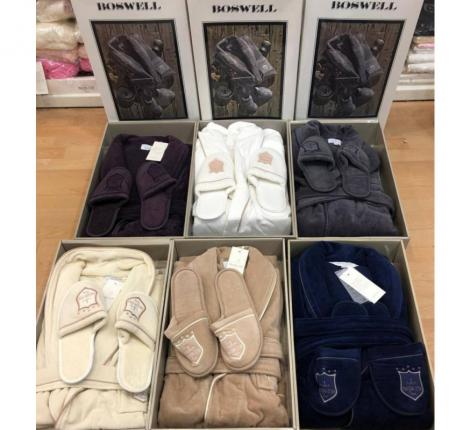 Халат мужской велюровый Maison D'or "BOSWELL" кремовый, 3XL(54)/4XL(56)