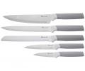Набор кухонных ножей (5 шт.) и приборов "AGNESS" 671-211, 9 предметов (серый)