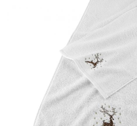 Полотенце Arya с вышивкой Рождество 50x90 Happy Deer Белый