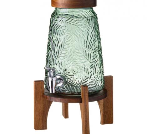 Диспенсер для напитков на деревянной подставке "FLORA GREEN", 3,5 л 
