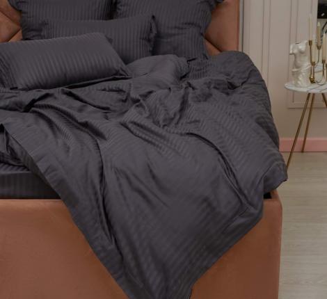 Постельное белье "Sofi de Marko" Моне (антрацит) Страйп Сатин, Евро (50х70-2шт.)