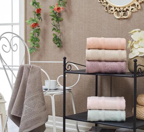 Набор махровых полотенец "TWO DOLPHINS" жаккард 70х140 (1/6 шт.) (E860) MİHRİMAH