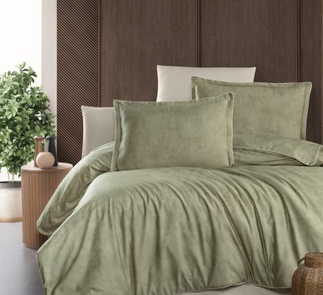 Постельное белье "DO&CO" MARLEN (светло-зелёный) Сатин DELUX PREMIUM, Евро