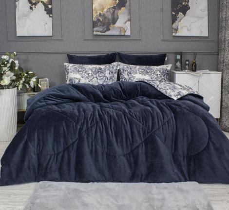 Постельное белье с одеялом "Kazanov.A." Нала (индиго жемчуг) Велюр/Egypt Cotton, Евро