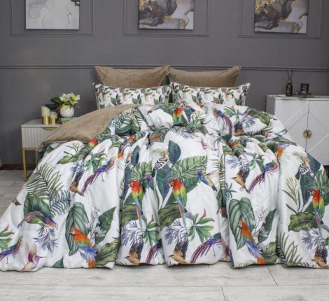 Постельное белье с одеялом "Kazanov.A." Колибри Каллиопа (бежевый жемчуг) Велюр/Egypt Cotton, Семейный