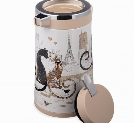 Термос со стеклянной колбой  "ПАРИЖСКИЕ КОТЫ", 950 мл
