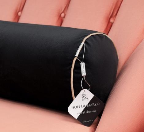 Подушка-валик "Sofi de Marko" Блейк (черная) Велюр, 60х20х20