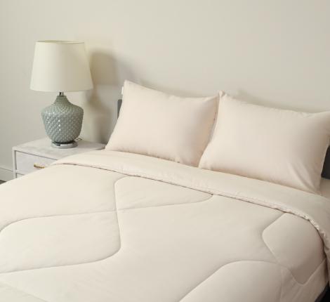 Постельное белье с одеялом "Sofi de Marko" Эльмира (светло-бежевая) Сатин, Евро