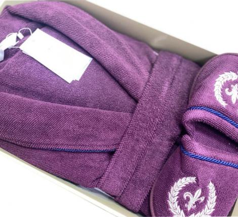 Халат мужской махровый с капюшоном Maison D'or "SEYMOUR" баклажан, M(46)/L(48)