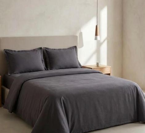 Постельное бельё "MAJOLİ" Stonewashed SOLİD Варёный хлопок, 1,5 спальный