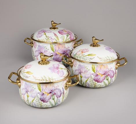 Набор эмалированных кастрюль с крышкой "IRISES", 6 предметов