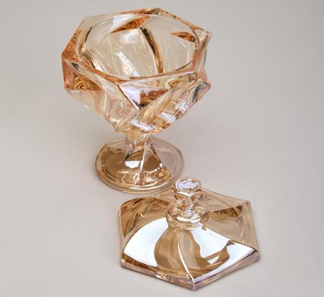 Блюдо с крышкой на ножке "BOHEMA" AMBER, диаметр 11,5 см