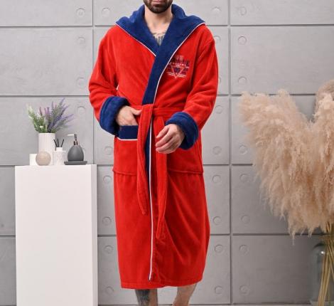 Халат мужской трига с капюшоном "AMBIELLA A-1125" красный, 3XL