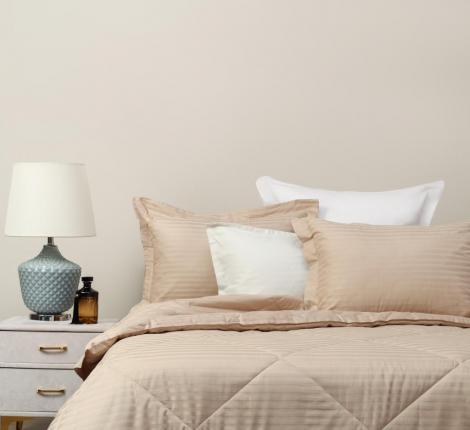 Постельное белье с одеялом "Sofi de Marko" Федерико (карамель) Страйп Сатин, Семейный