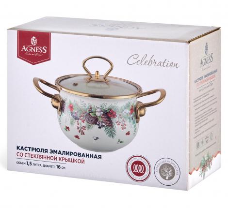 Кастрюля эмалированная со стеклянной крышкой "CELEBRATION", 1.5 л