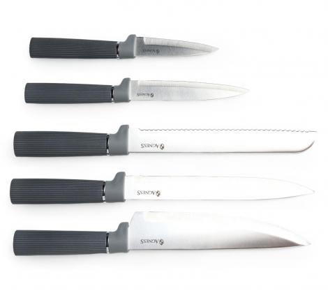 Набор кухонных ножей (5 шт.) и приборов "AGNESS" 671-214, 12 предметов